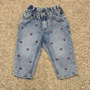 Toddler Girls Disney Blue Jeans with Pink Minnie Mouse Embroidery